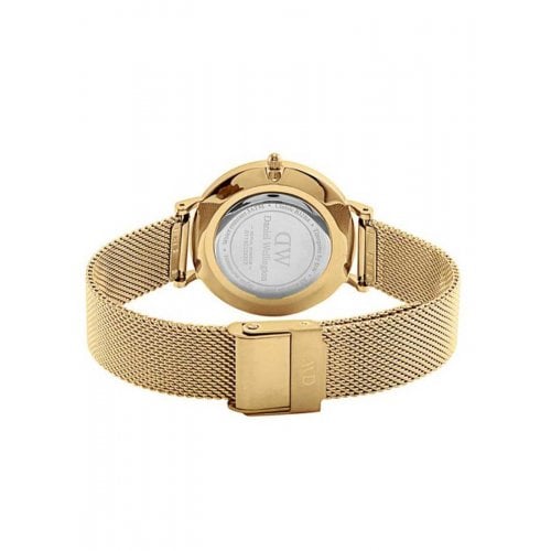 Daniel Wellington Classic Petite Black Dial Gold Mesh Bracelet Watch For Women - DW00100347