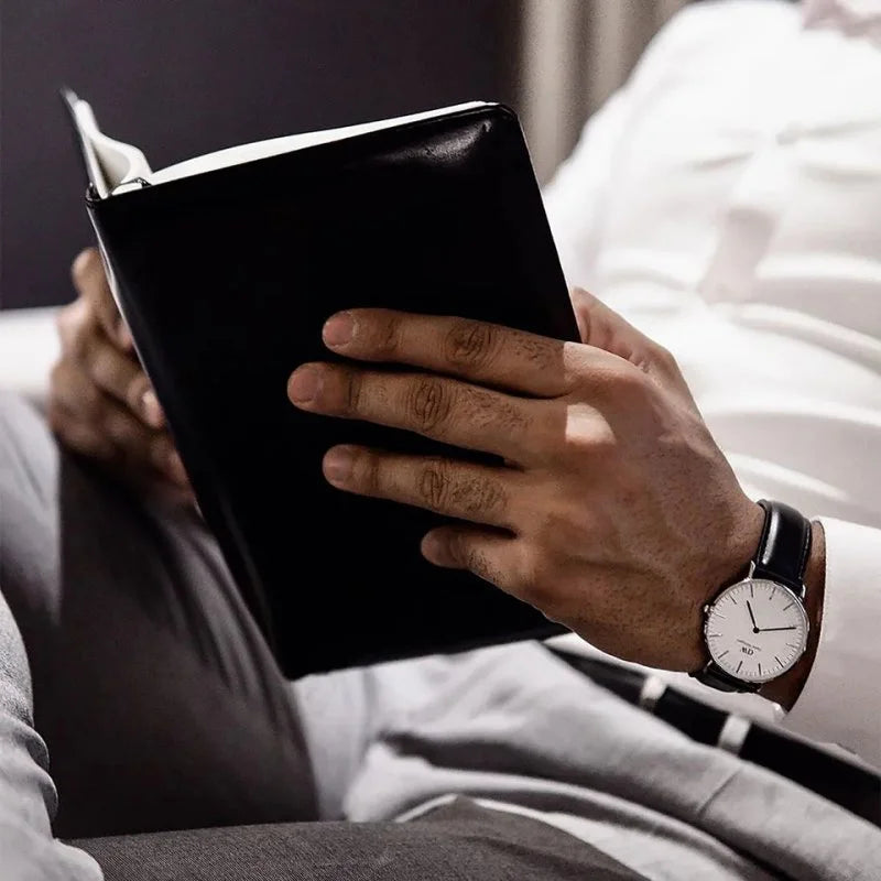  Shop Authentic Daniel Wellington Classic Sheffield White Dial Black Leather Strap Watch For Men - DW00100020 - Luxxuri