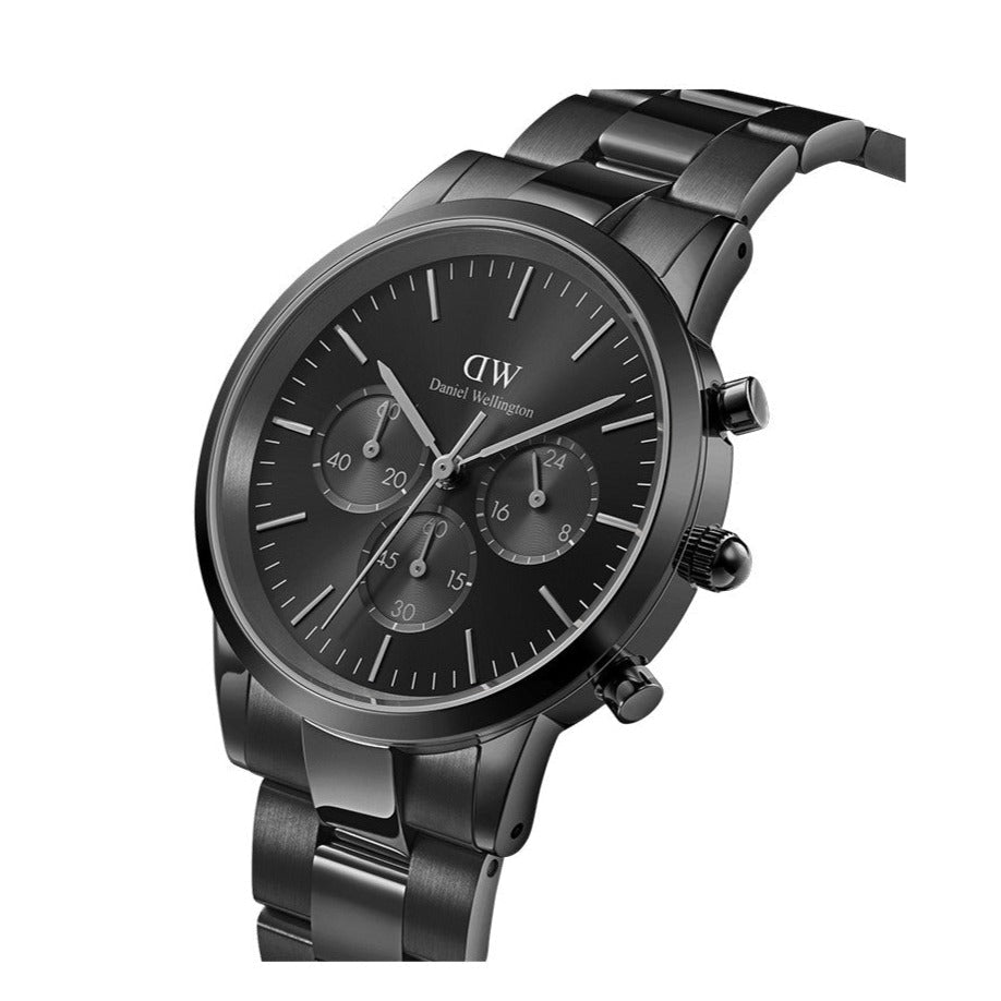  Shop Authentic Daniel Wellington Iconic Chronograph Black Dial Black Steel Strap Watch For Men - DW00100642 - Luxxuri