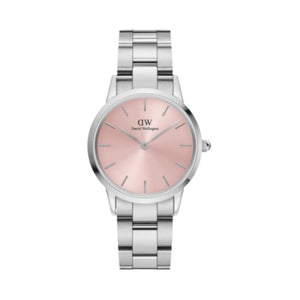  Shop Authentic Daniel Wellington Iconic Pink Dial Silver Steel Strap Watch For Women - DW00100325 - Luxxuri