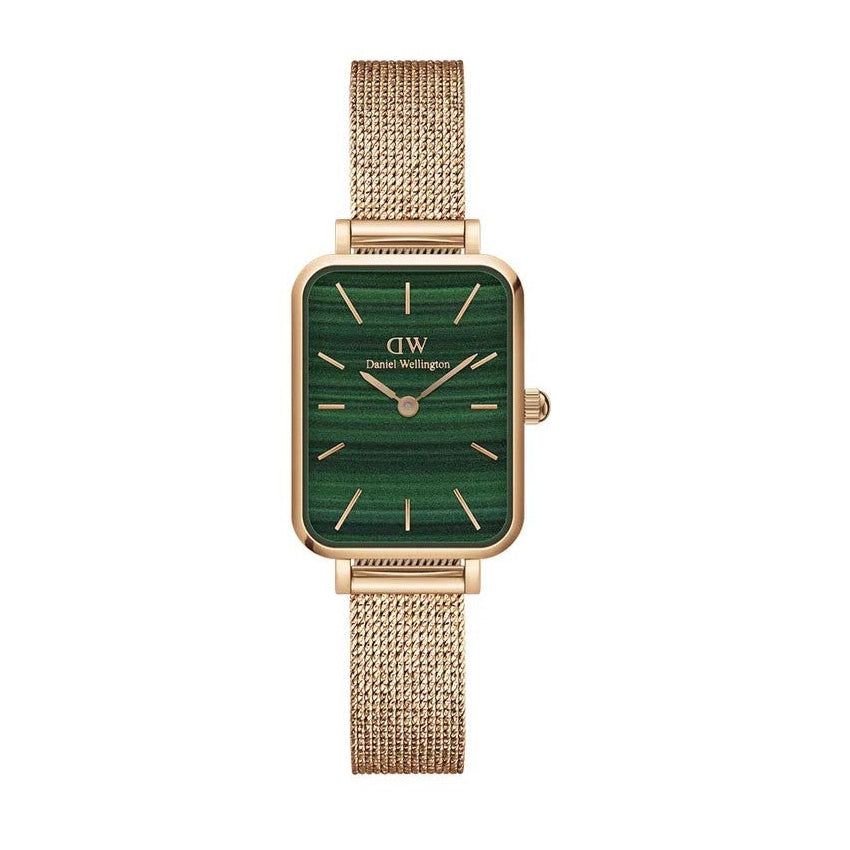  Shop Authentic Daniel Wellington Quadro Melrose Green Dial Rose Gold Mesh Strap Watch For Women - DW00100437 - Luxxuri