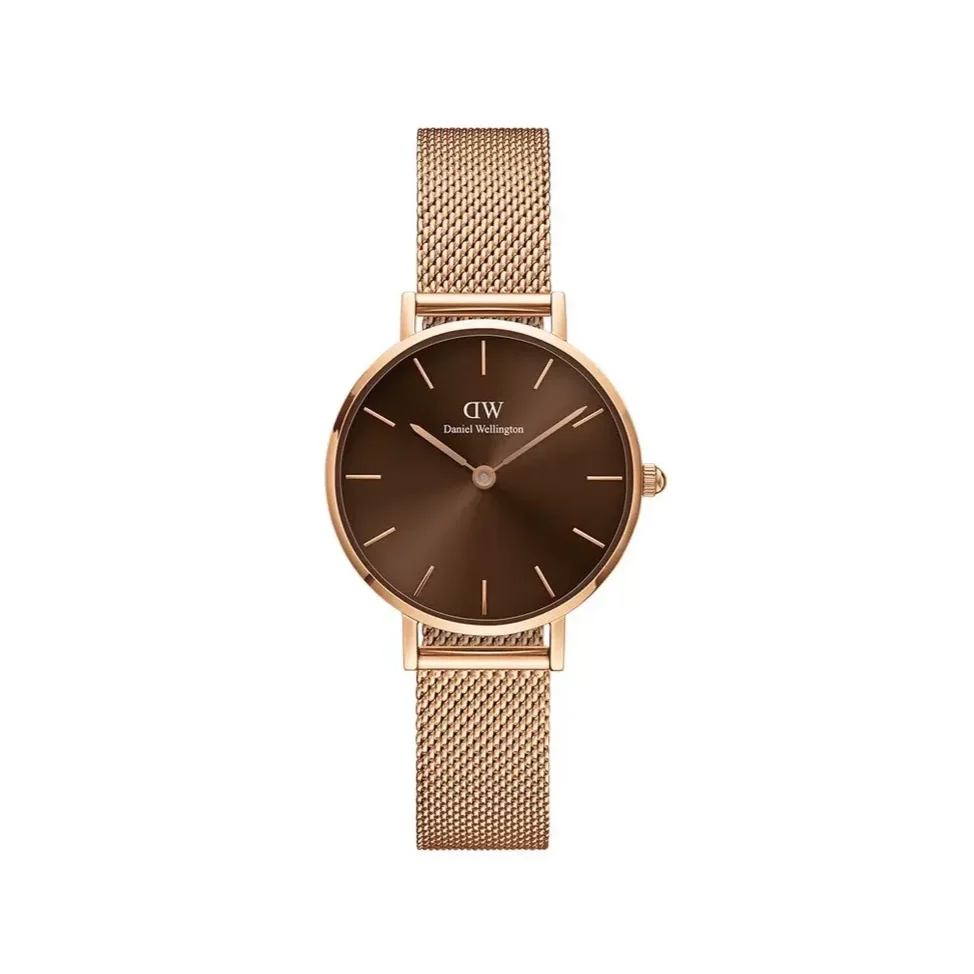  Shop Authentic Daniel Wellington Petite Amber Brown Dial Gold Mesh Strap Watch For Women - DW00100476 - Luxxuri