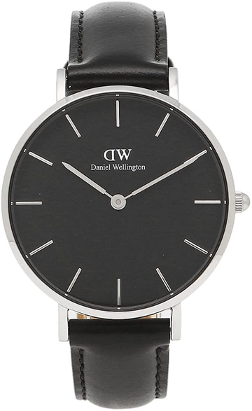  Shop Authentic Daniel Wellington Petite Sheffield Black Dial Black Leather Strap Watch For Women - DW00100180 - Luxxuri