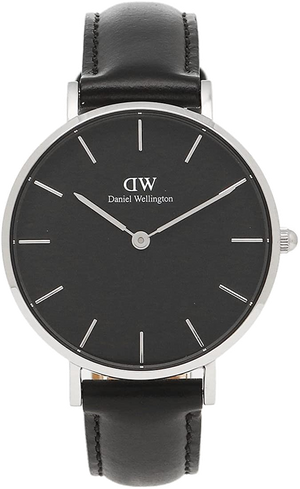  Shop Authentic Daniel Wellington Petite Sheffield Black Dial Black Leather Strap Watch For Women - DW00100180 - Luxxuri
