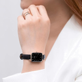  Shop Authentic Daniel Wellington Quadro Sheffield Black Dial Black Leather Strap Watch For Women - DW00100435 - Luxxuri