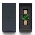  Shop Authentic Daniel Wellington Petite Emerald Green Dial Gold Mesh Strap Watch For Women - DW00100481 - Luxxuri