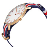  Shop Authentic Daniel Wellington Classic Canterbury White Dial Two Tone Nylon Strap Watch For Men - DW00100002 - Luxxuri