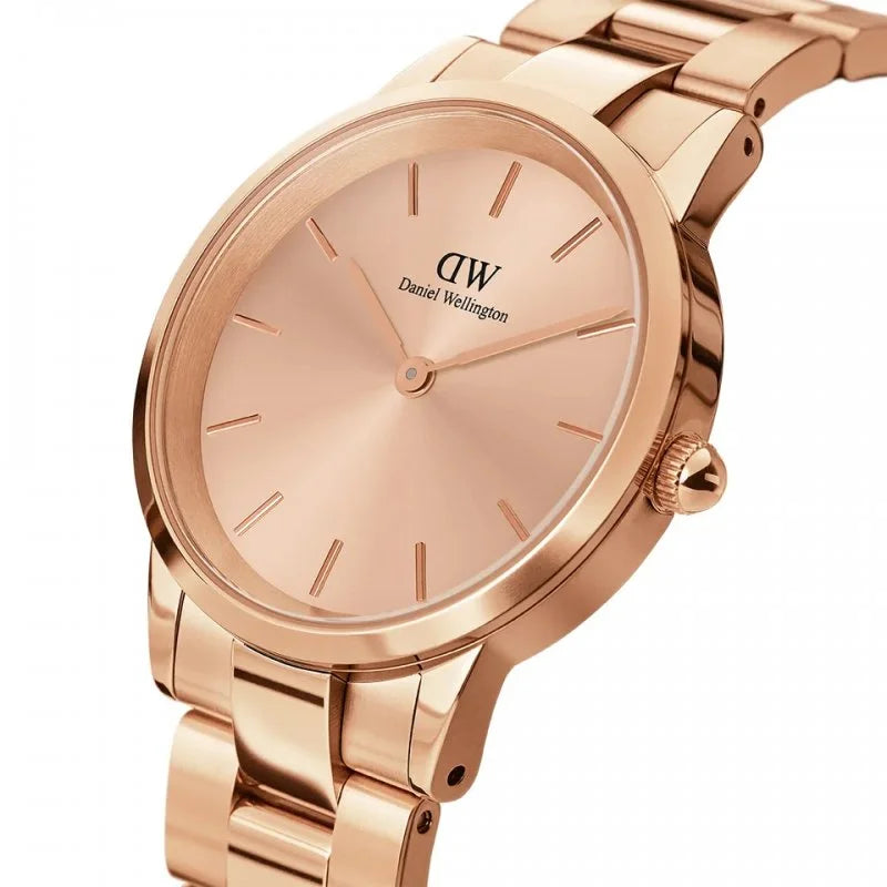  Shop Authentic Daniel Wellington Iconic Link Unitone Rose Gold Dial Rose Gold Steel Strap Watch For Women - DW00100401 - Luxxuri