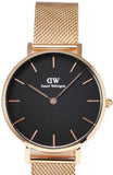  Shop Authentic Daniel Wellington Classic Melrose Black Dial Rose Gold Mesh Bracelet Watch For Women - DW00100161 - Luxxuri