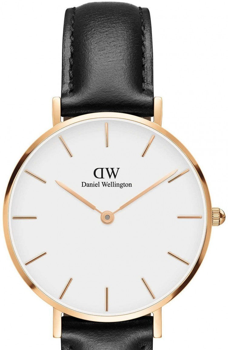  Shop Authentic Daniel Wellington Petite Sheffield White Dial Black Leather Strap Watch For Women - DW00100174 - Luxxuri