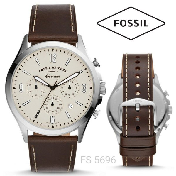  Shop Authentic Fossil Forrester Chronograph White Dial Brown Leather Strap Watch for Men - FS5696 - Luxxuri