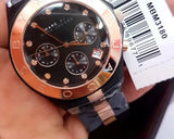  Shop Authentic Marc Jacobs Blade Chronograph Grey Dial Two Tone Steel Strap Watch for Women - MBM8583 - Luxxuri