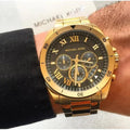  Shop Authentic Michael Kors Brecken Chronograph Quartz Black Dial Gold Steel Strap Watch For Men - MK8481 - Luxxuri