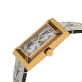  Shop Authentic Gucci G-Frame Floral Mother of Pearl Dial White Leather Strap Watch For Women - YA147407 - Luxxuri