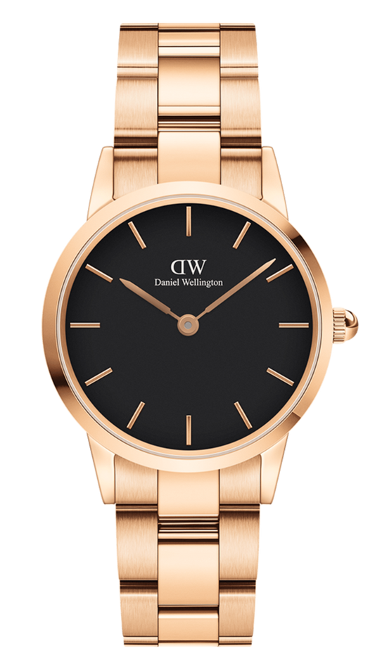  Shop Authentic Daniel Wellington Iconic Link Black Dial Rose Gold Steel Strap Watch for Women - DW00100212 - Luxxuri
