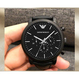  Shop Authentic Emporio Armani Luigi Chronohraph Black Dial Black Leather Strap Watch For Men - AR1970 - Luxxuri