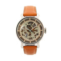 Shop Authentic Fossil Boyfriend Automatic Skeleton Silver Dial Brown Leather Strap Watch for Women - ME3109 - Luxxuri