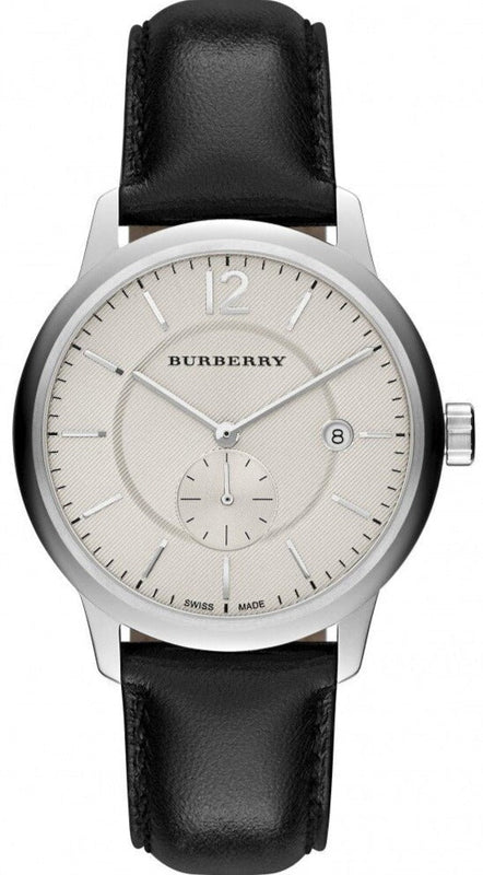  Shop Authentic Burberry The Classic Horseferry Beige Dial Black Leather Strap Watch for Men - BU10000 - Luxxuri