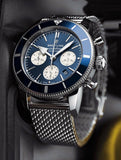  Shop Authentic Breitling Superocean Heritage B01 Chronograph 44 Blue Dial Silver Mesh Bracelet Watch for Men - AB0162161C1A1 - Luxxuri