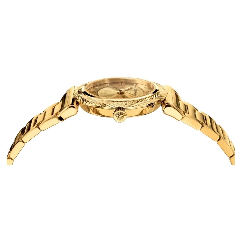  Shop Authentic Versace V-Motif Gold Dial Gold Steel Strap Watch for Women - VERE00618 - Luxxuri