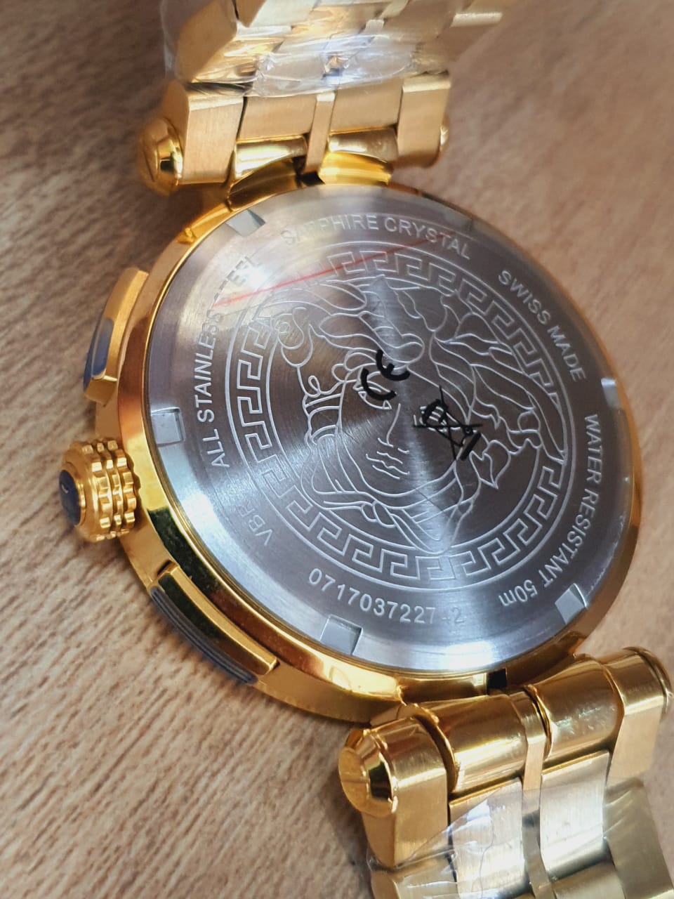 Versace V Racer Chronograph White Dial Gold Steel Strap Watch for Men - VBR060017