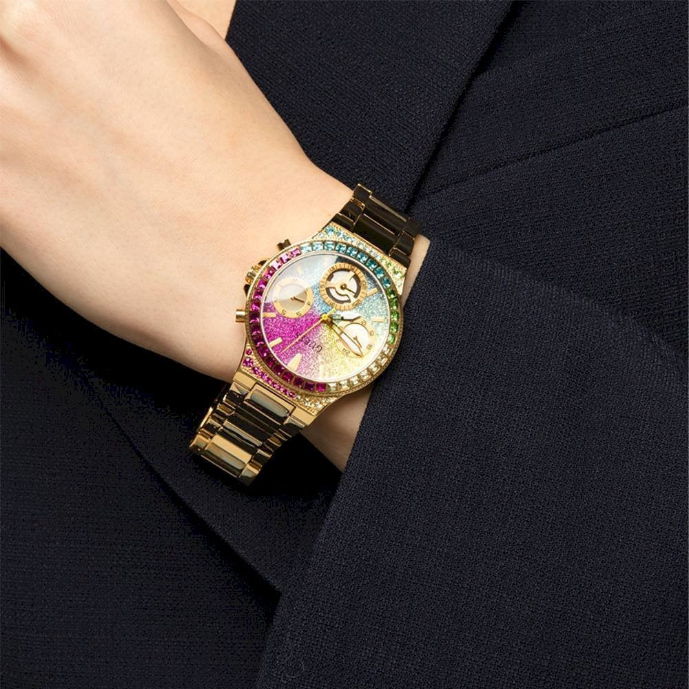  Shop Authentic Guess Sugarrush Quartz Multicolor Dial Gold Steel Strap Watch For Women - GW0258L1 - Luxxuri