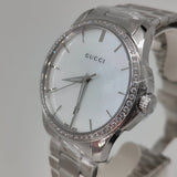 Shop Authentic Gucci G Timeless Mother of Pearl White Dial Silver Steel Strap Watch For Women - YA126444 - Luxxuri