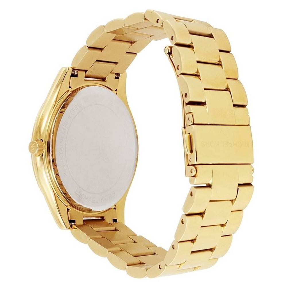  Shop Authentic Michael Kors Slim Runway Gold Dial Gold Steel Strap Watch for Women - MK3590 - Luxxuri