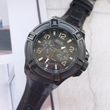  Shop Authentic Guess Rigor Analog Black Dial Black Leather Strap Watch For Men - W0040G1 - Luxxuri
