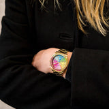  Shop Authentic Guess Confetti Chronograph Rainbow Dial Gold Steel Strap Watch For Women  - GW0483L4 - Luxxuri