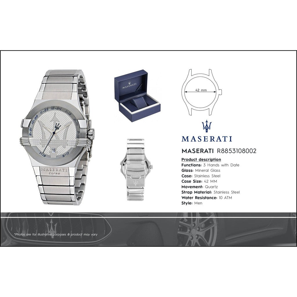  Shop Authentic Maserati Potenza Silver Dial Silver Steel Strap Watch For Men - R8853108002 - Luxxuri