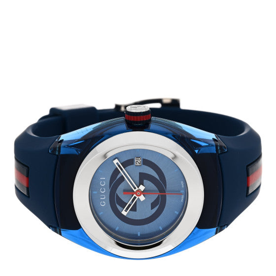 Shop Authentic Gucci Sync XXL Quartz Blue Dial Blue Rubber Strap Watch For Men - YA137104 - Luxxuri