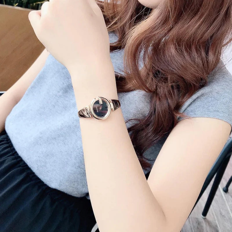  Shop Authentic Gucci Guccissima Collection Quartz Black Dial Rose Gold Steel Strap Watch For Women - YA134509 - Luxxuri