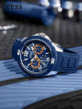  Shop Authentic Guess Trade Blue Dial Blue Silicone Strap Watch for Men - W0967G2 - Luxxuri