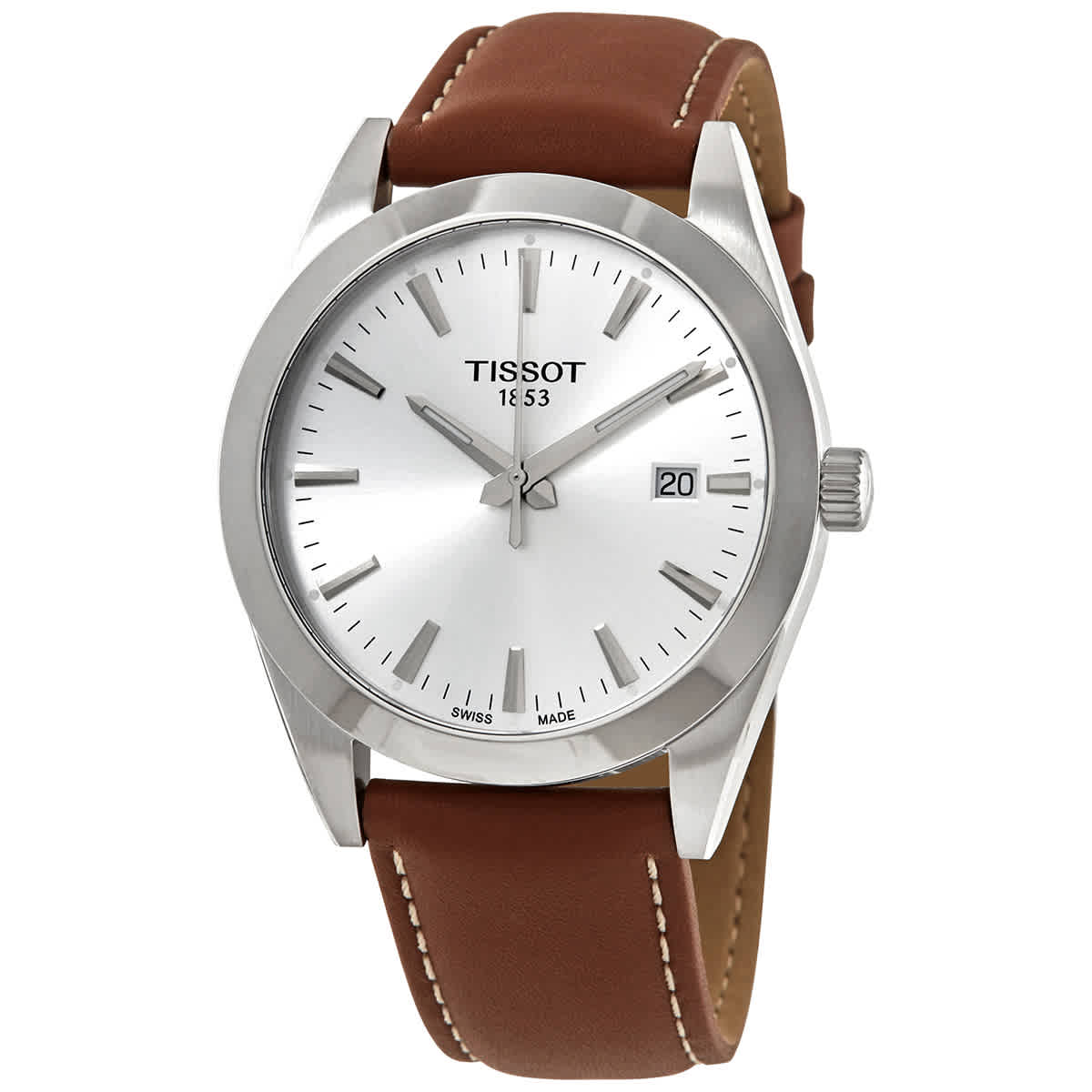  Shop Authentic Tissot Gentleman Silver Dial Brown Leather Strap Watch For Men - T127.410.16.031.00 - Luxxuri