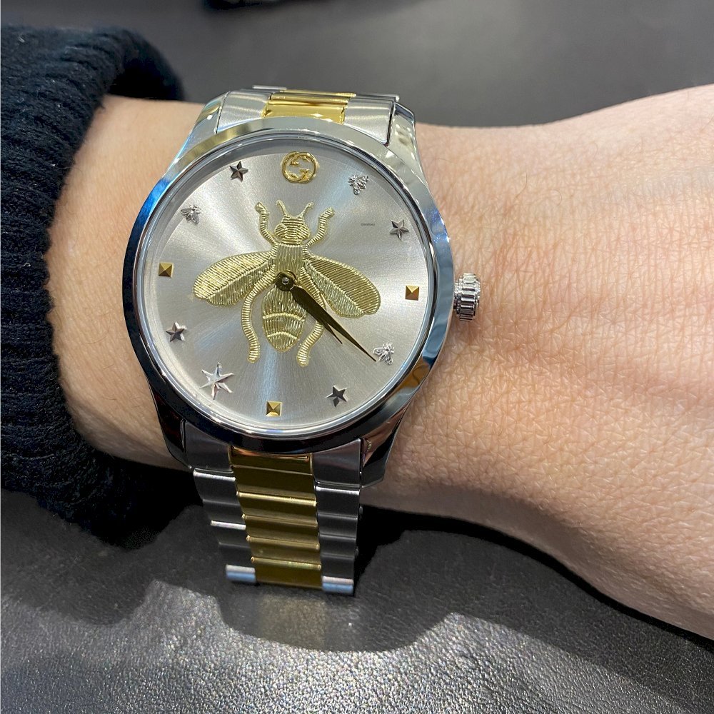  Shop Authentic Gucci G Timeless Silver Dial Two Tone Steel Strap Watch For Women - YA1264131 - Luxxuri