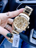 Shop Authentic Guess Analog Chronograph Gold Dial Gold Steel Strap Watch for Men - W0075G5 - Luxxuri