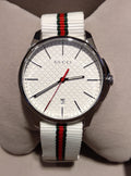  Shop Authentic Gucci G Timeless Quartz White DIal White NATO Strap Watch For Men - YA126322 - Luxxuri