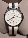  Shop Authentic Gucci G Timeless Quartz White DIal White NATO Strap Watch For Men - YA126322 - Luxxuri