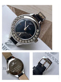  Shop Authentic Swarovski Lovely Crystals Mother of Pearl Black Dial Black Leather Strap Watch for Women - 5242898 - Luxxuri