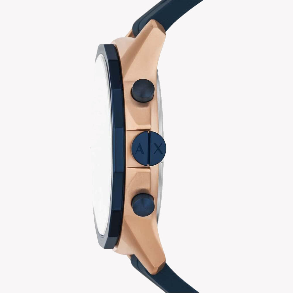  Shop Authentic Armani Exchange Hampton Chronograph Rose Gold Dial Blue Silicone Strap Watch For Men - AX1730 - Luxxuri