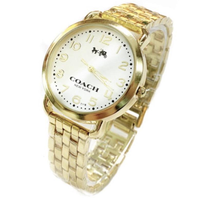 Coach Delancey White Dial Gold Steel Strap Watch for Women - 14502241