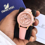  Shop Authentic Swarovski Octea Lux Chrono Pink Dial Pink Leather Strap Watch for Women - 5452501 - Luxxuri