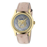  Shop Authentic Gucci G Timeless Skeleton 16K Gold Mother of Pearl Dial Pink Leather Strap Watch For Women - YA1264110 - Luxxuri