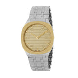  Shop Authentic Gucci 25H Quartz Gold Dial Silver Steel Strap Watch for Women - YA163403 - Luxxuri