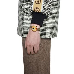  Shop Authentic Gucci Grip Disney Mickey Mouse Gold Dial Brown Leather Strap Watch For Women - YA157420 - Luxxuri