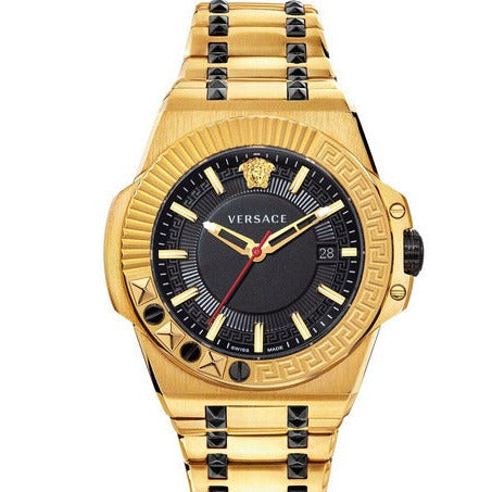  Shop Authentic Versace Chain Reaction Quartz Black Dial Two Tone Steel Strap Watch for Men - VEDY00619 - Luxxuri