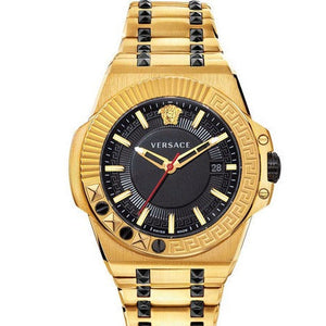  Shop Authentic Versace Chain Reaction Quartz Black Dial Two Tone Steel Strap Watch for Men - VEDY00619 - Luxxuri