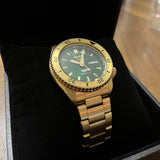  Shop Authentic Seiko 5 Sports HUF Limited Edition Green Dial Gold Steel Strap Watch For Men - SRPJ20 - Luxxuri