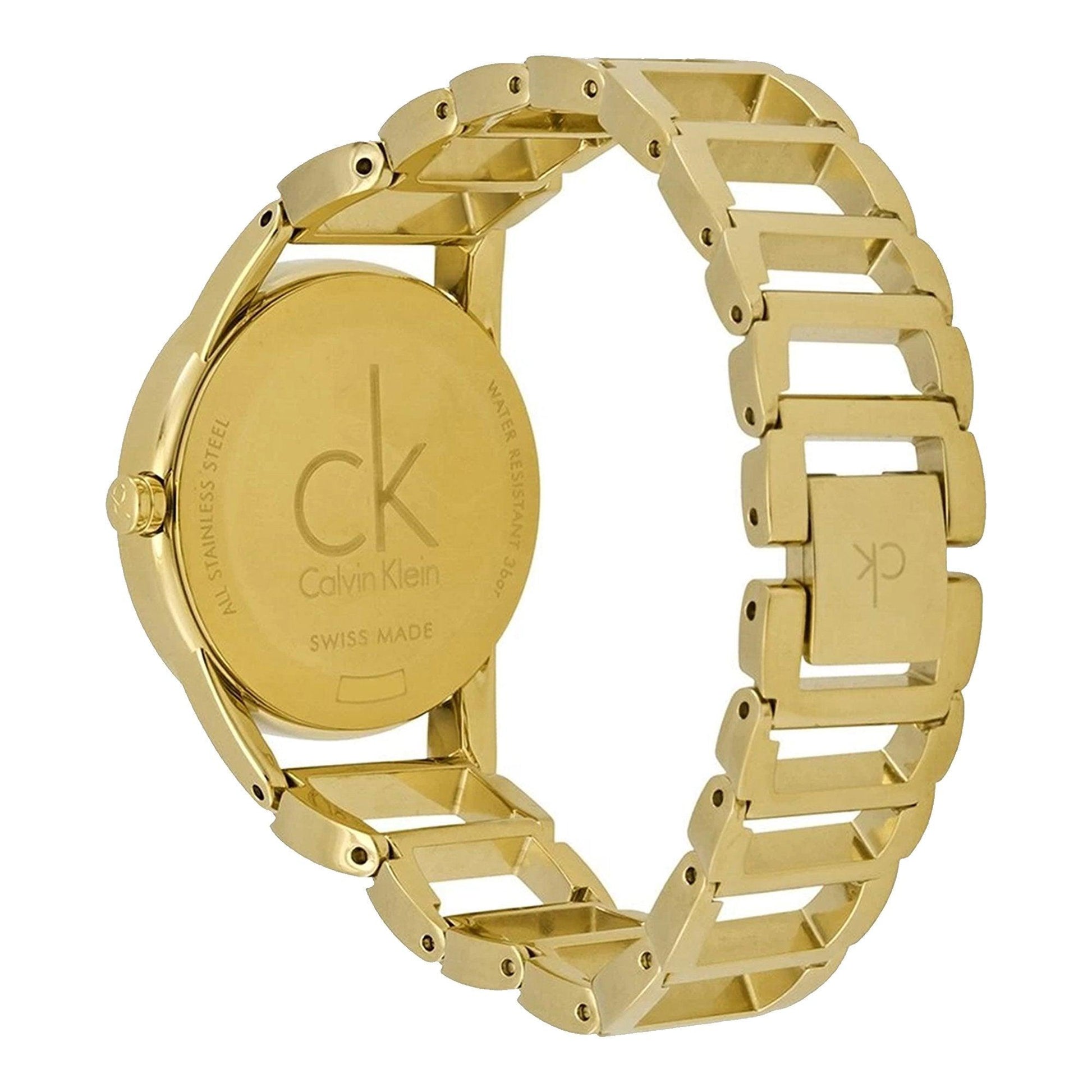  Shop Authentic Calvin Klein Stately White Dial Gold Steel Strap Watch for Women - K3G2352W - Luxxuri
